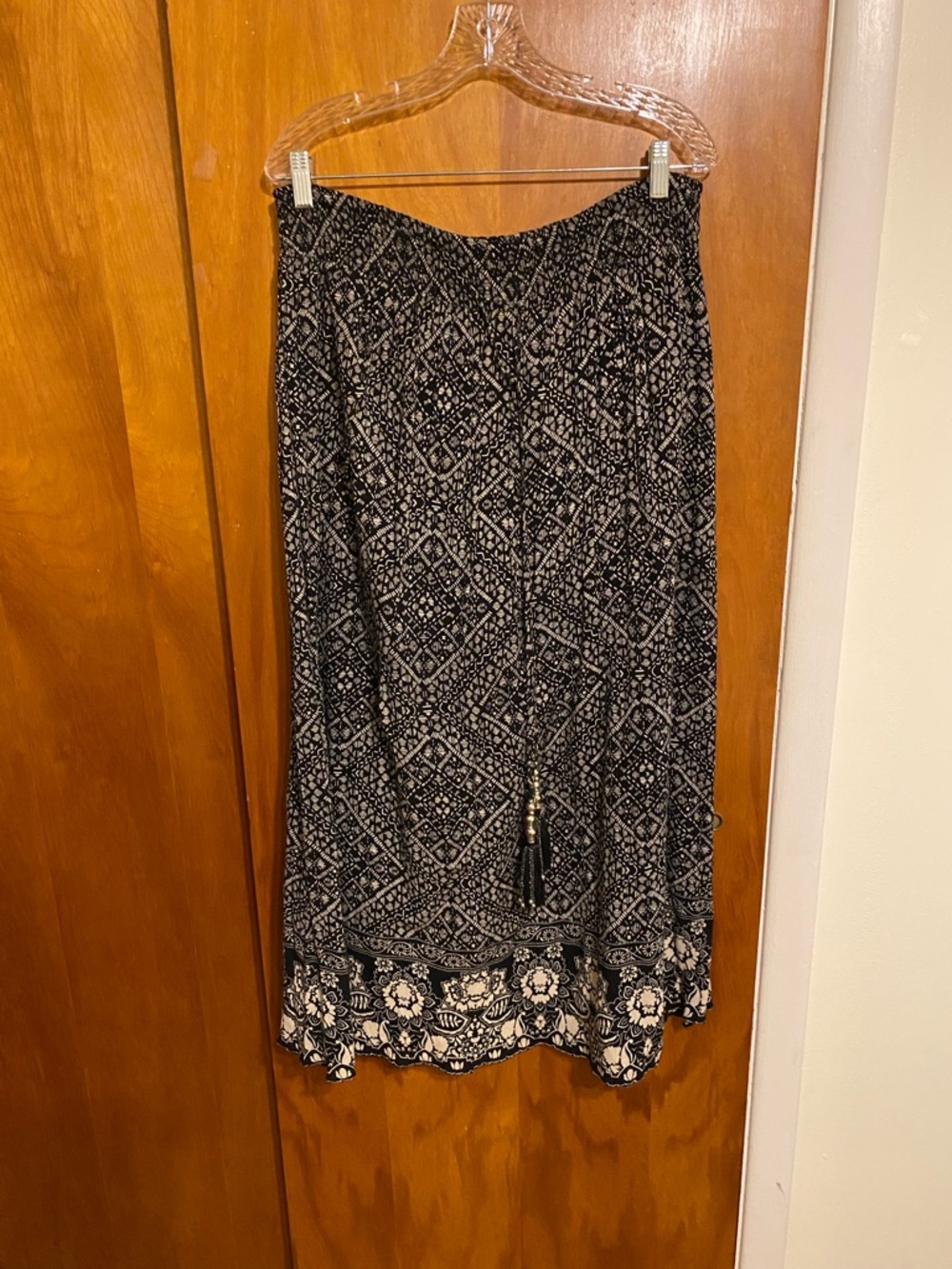Soft Surroundings Black & White Printed Maxi Skirt